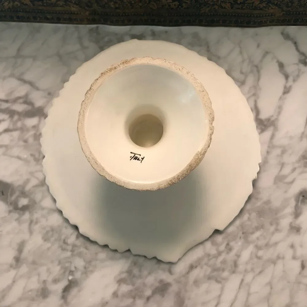 Vintage Tropical Leaf Pedestal Serving Plate